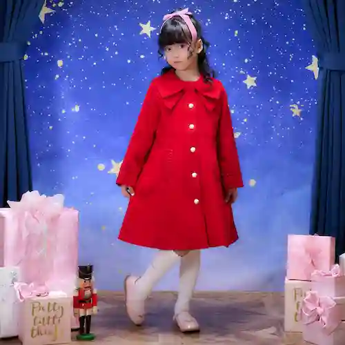 リボンカラー　ウールコートの画像1