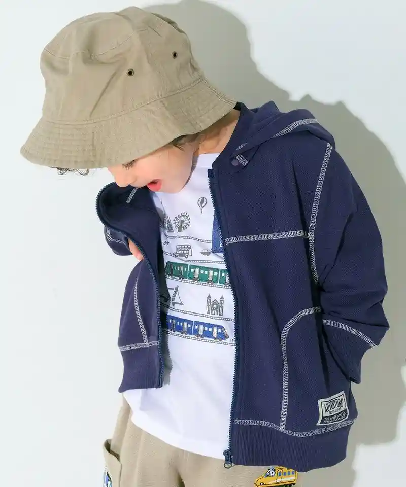 フード取り外し可能 ジップアップパーカーの画像2