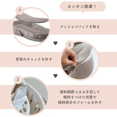 クッションパッドと内部フレームを取り外す手順