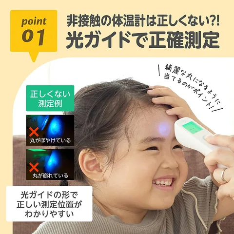 光ガイドの正円と、ぼやけ・形崩れを比較して測定位置を説明する楽天商品画像